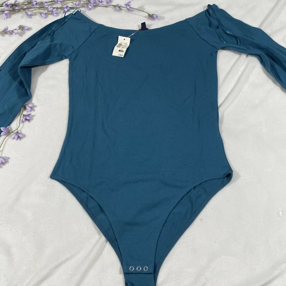 NWT Aeropostle [ Medium‎ ] Long Sleeve Basic Bodysuit in Peacock Blue - Picture 4 of 11